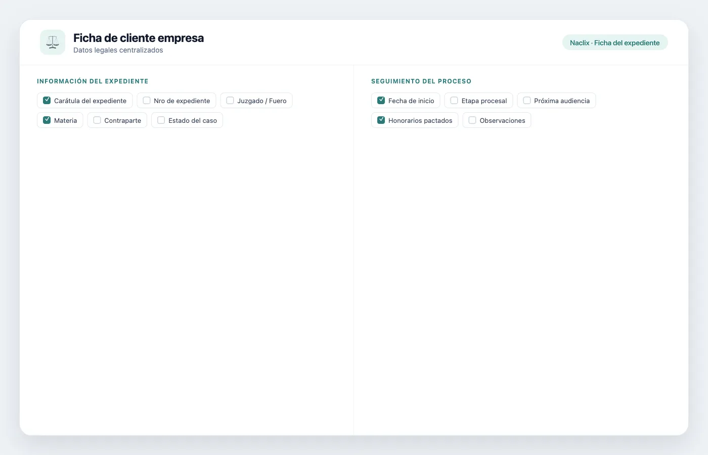 Ficha de cliente empresa