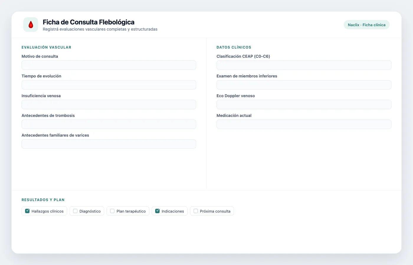 Ficha de Consulta Flebológica