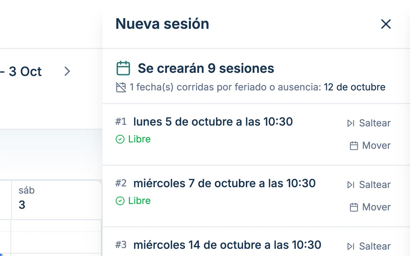 Todas las sesiones, antes de guardar