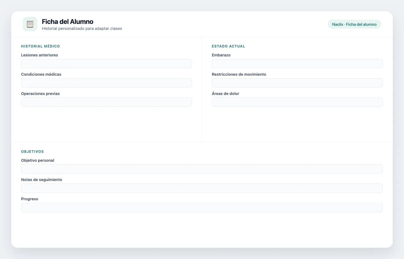Ficha de alumno personalizable