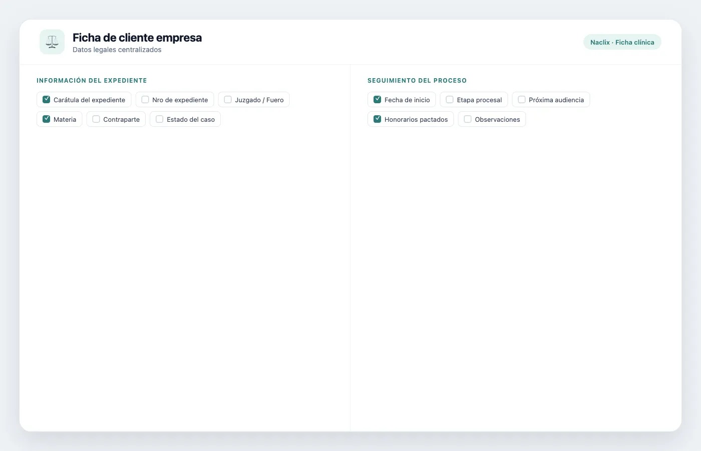 Ficha de cliente empresa