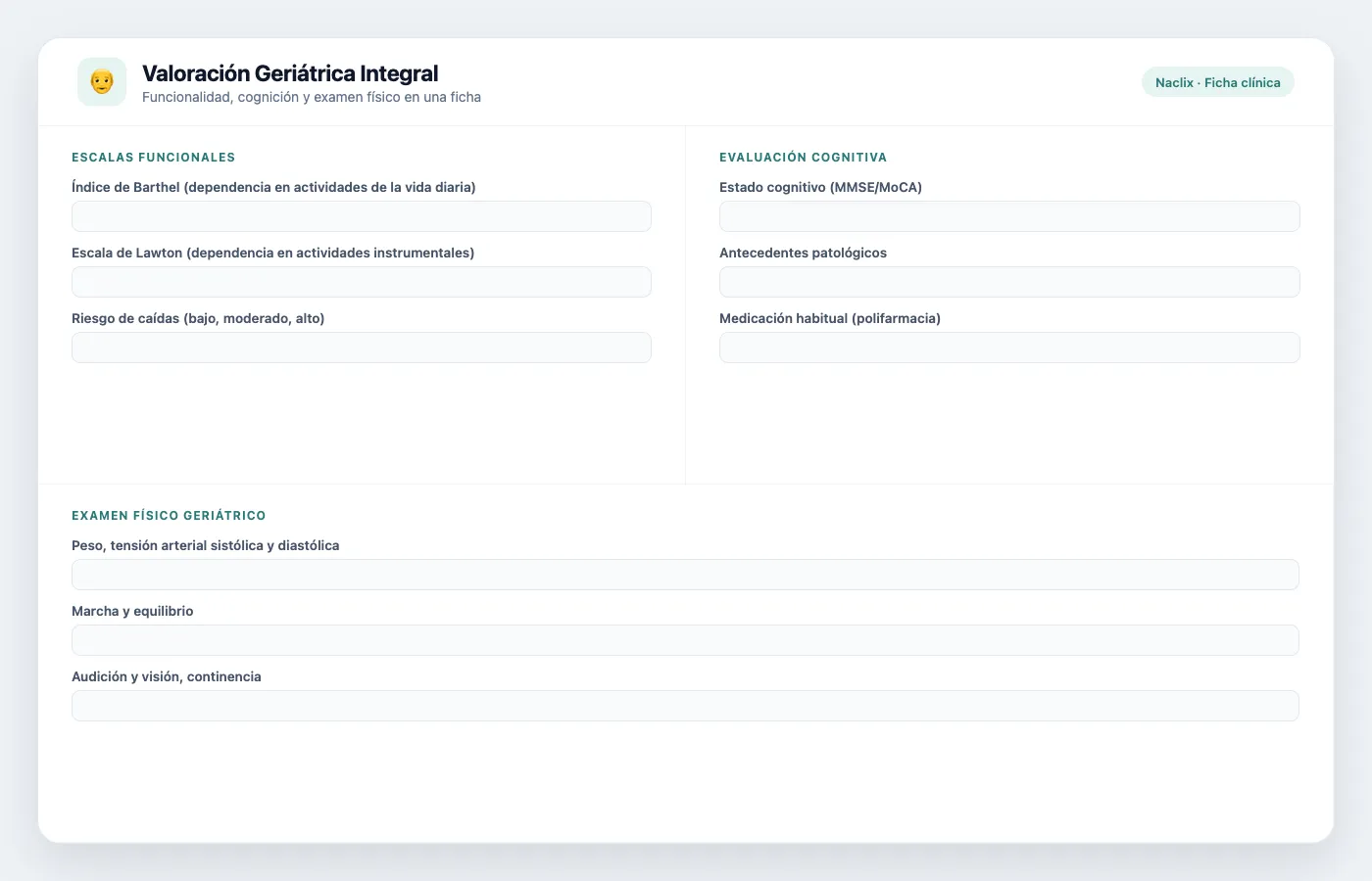 Ficha de valoración geriátrica integral