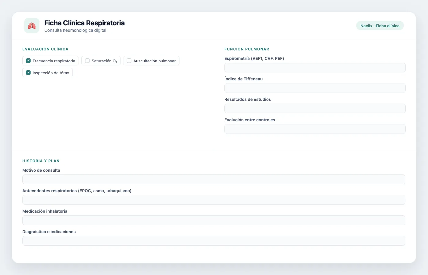 Ficha clínica respiratoria digitalizada