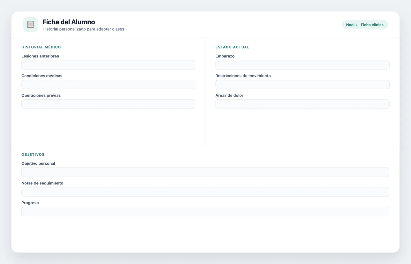 Ficha de alumno personalizable