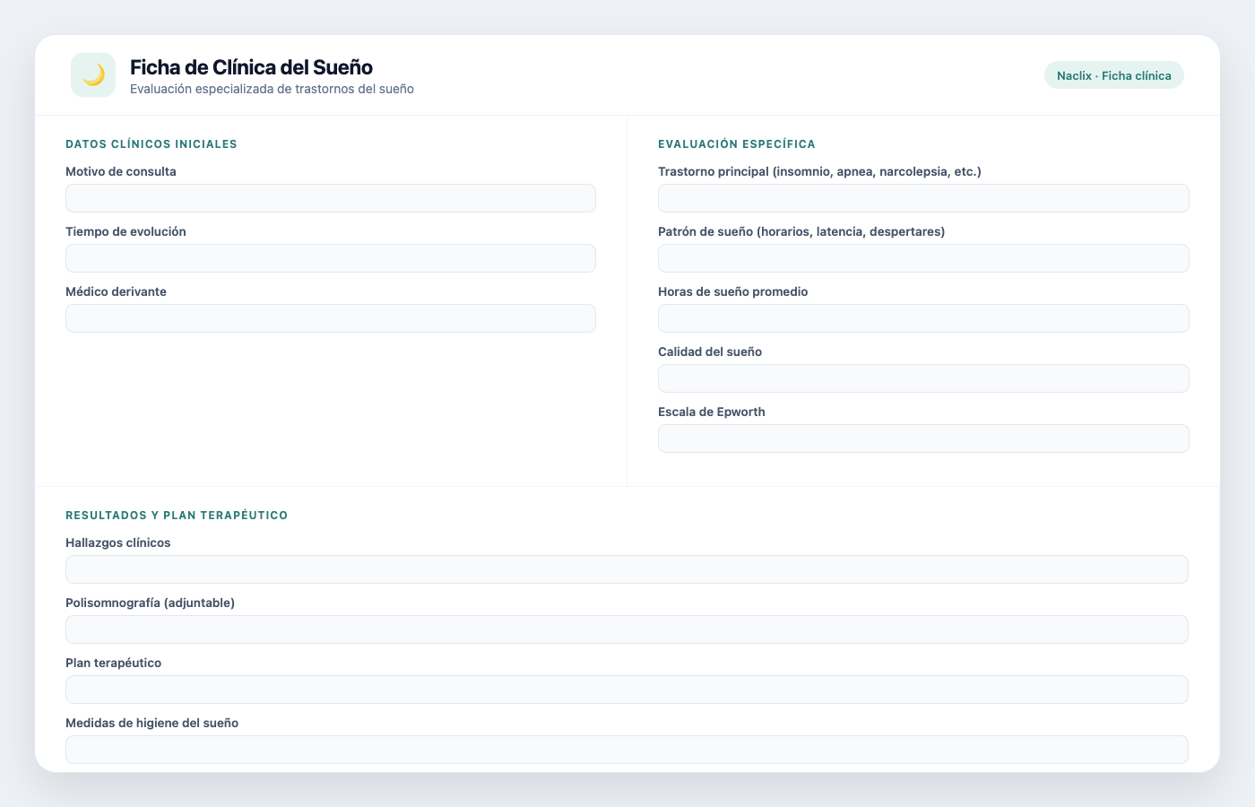 Ficha de Clínica del Sueño