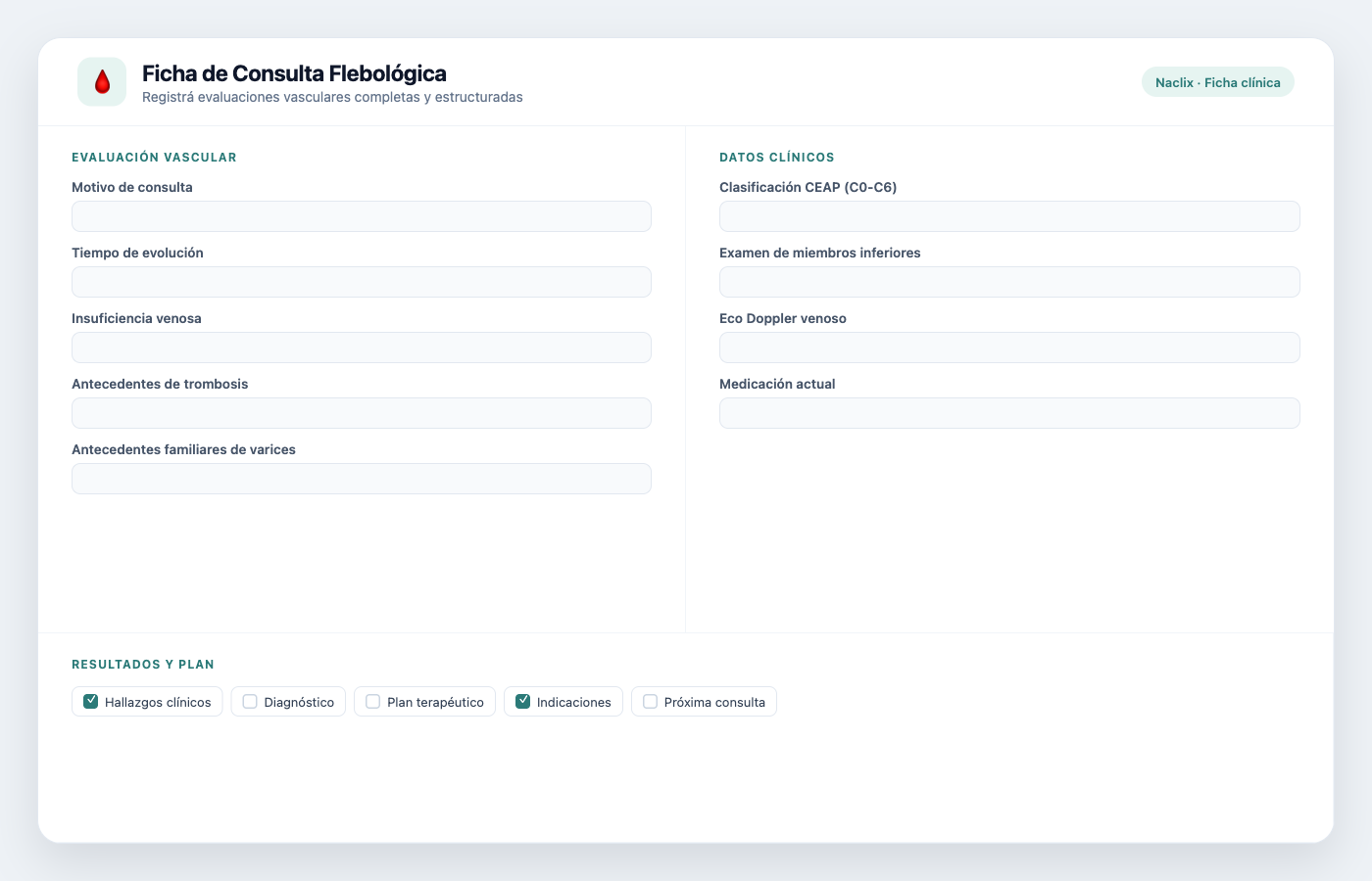Ficha de Consulta Flebológica