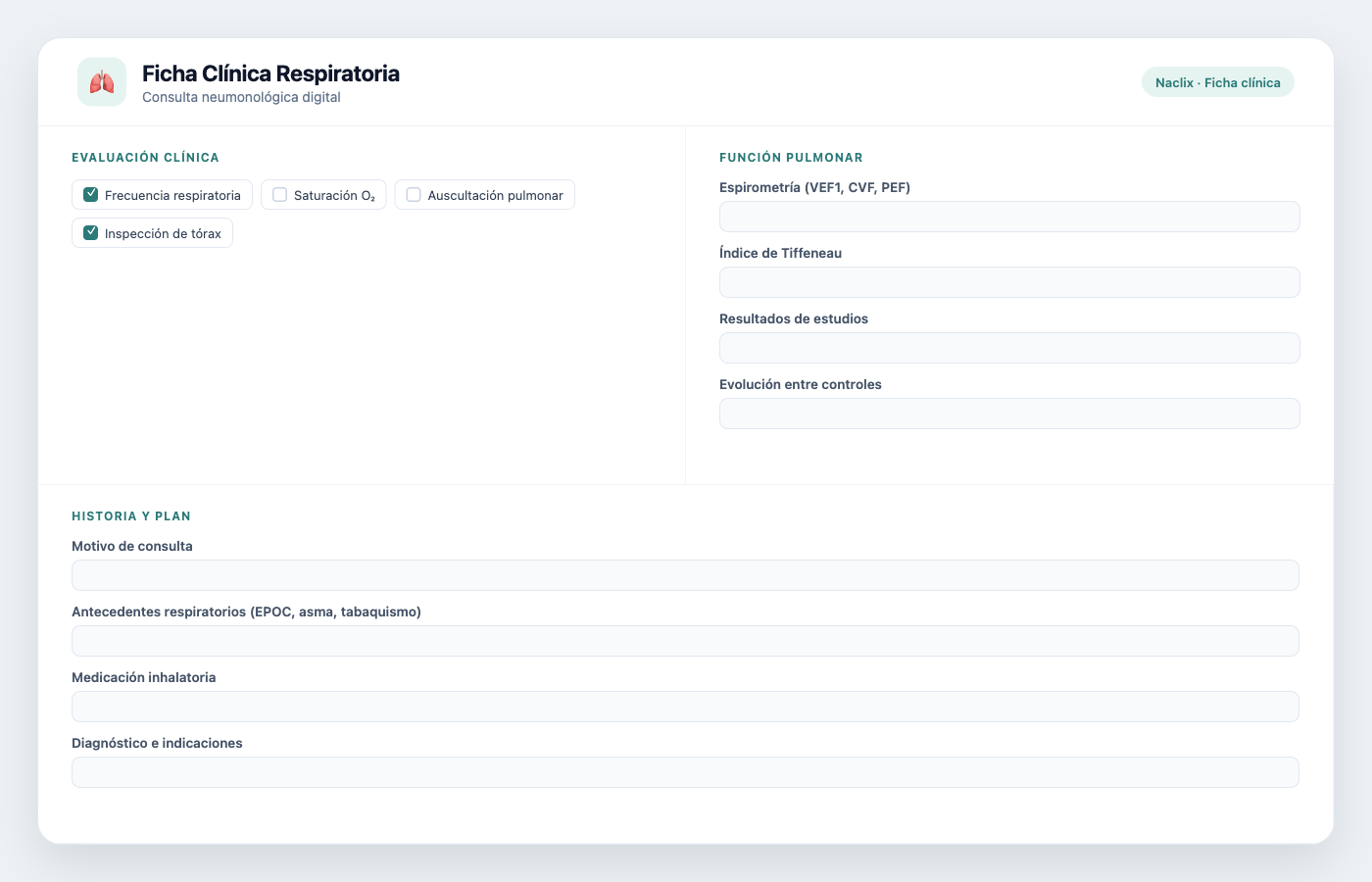 Ficha clínica respiratoria digitalizada