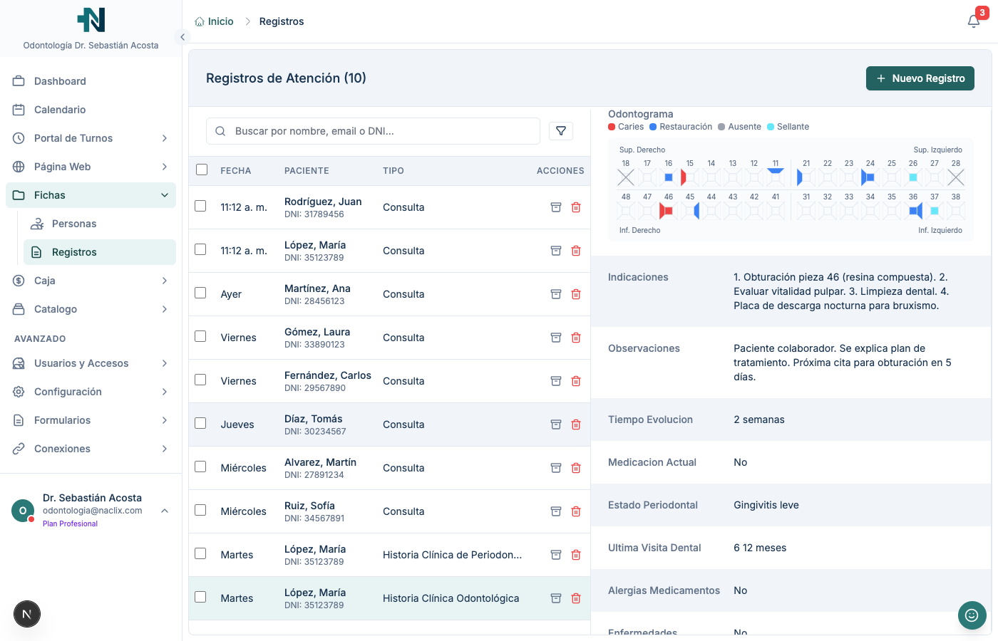 Odontograma digital interactivo